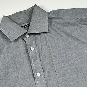 Cedar Wood State Micro Check Regular Fit Dress Shirt Sz 16 41cm Gray Button Down